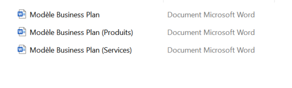 dossier avec des modèles de business plan