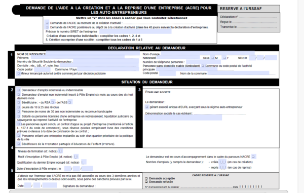 formulaire ACRE