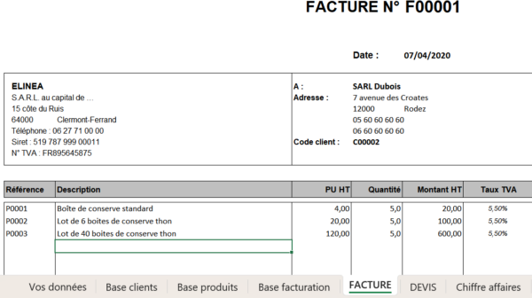 modèle de d'outils de gestion de facture