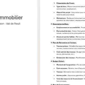 Dossier modèle projet immobilier