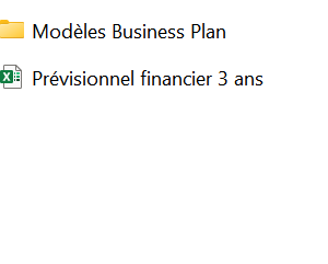 dossier avec les modèles de business plan et de prévisionnel financier