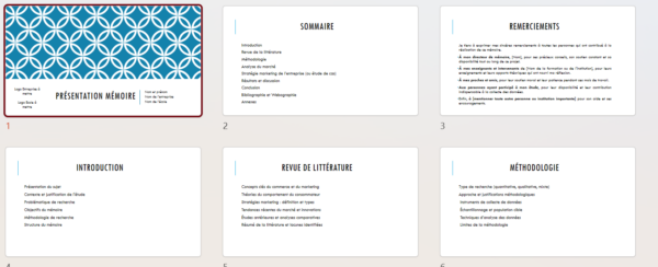 Trame de présentation mémoire
